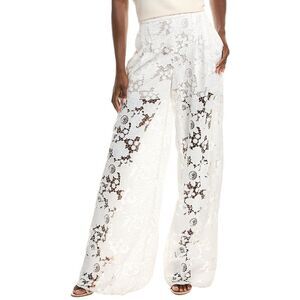 Oscar De La Renta Womens  Botanical Silk-Lined Wide Leg Pant, White